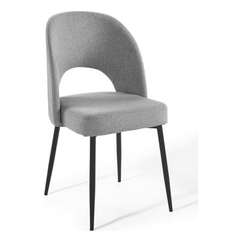 Modway Rouse Upholstered Fabric Dining Side Chair, Black Light Gray