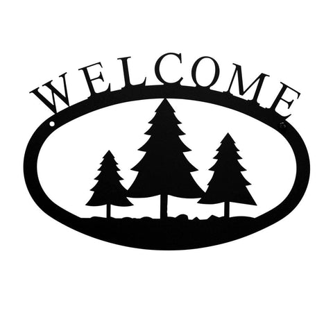 Village Wrought Iron Pine Trees Welcome Home Sign Small