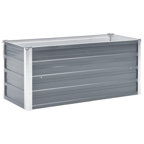 vidaXL Garden Raised Bed, Gray Galvanized Steel Planter for Outdoor, Rectangular Shape, DIY-Friendly, Weather-Resistant, Suitable for Plants, Vegetables, Herbs, and Flowers - 39.4"x15.7"x17.7"
