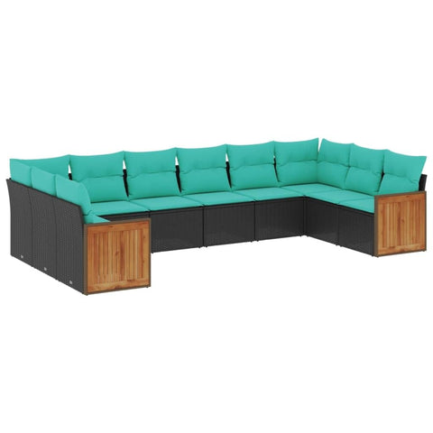 vidaXL Patio Sofa Set with Cushions 10 Piece, Outdoor Conversation Set with Storage, Patio Furniture Set, Modern Style, Black Poly Rattan