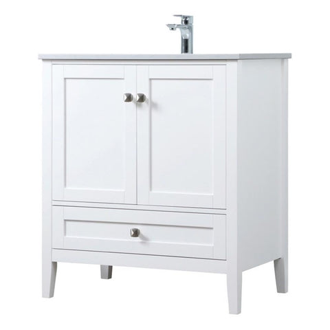Elegant Kitchen and Bath Hamilton 30" Solid Wood Single Bathroom Vanity in White
