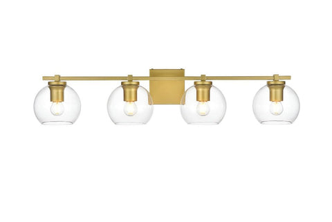 Living District Juelz 4-Light Iron & Glass Bath Sconce in Brass/Clear
