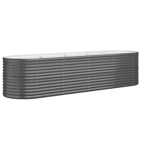 vidaXL Anthracite Garden Raised Bed â€“ Powder-Coated Steel, Weather- Structure - Outdoors Suitable, with Ample Space for Plants, Vegatables, and Herbs - Easy Assembly Required