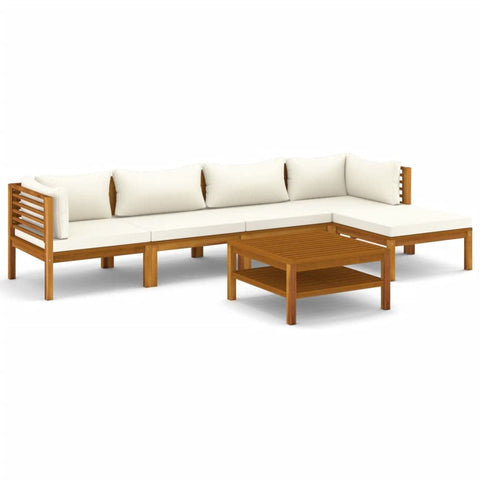 vidaXL Patio Lounge Set 6 Piece, Patio Furniture Set for Outdoor Garden, Sectional Sofa with Cushions, Corner Sofa, Retro Style, Solid Wood Acacia