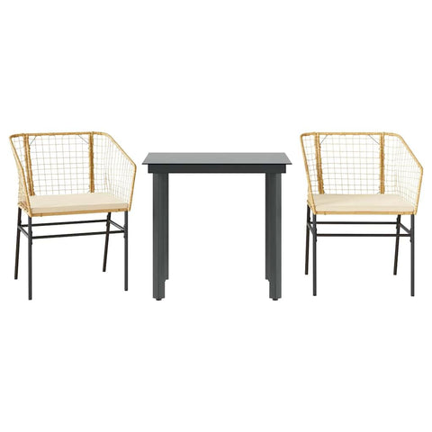 vidaXL Garden Dining Set Brown Poly Rattan 2-Seater