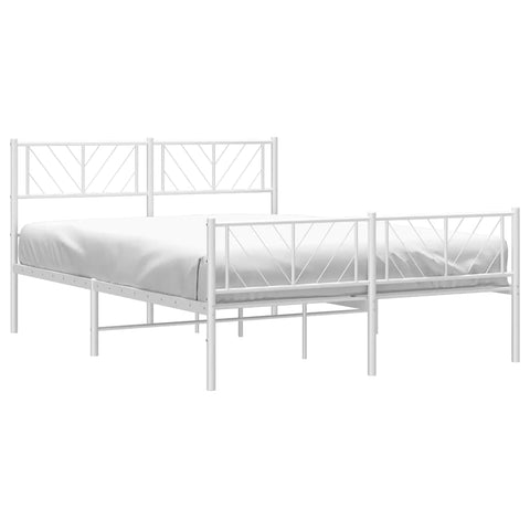 vidaXL Full Metal Bed Frame with Headboard and Footboard, Under Bed Storage Space, Sturdy Steel Construction and Easy Assembly, Minimalist Style, White, 12'' High, Without Mattress