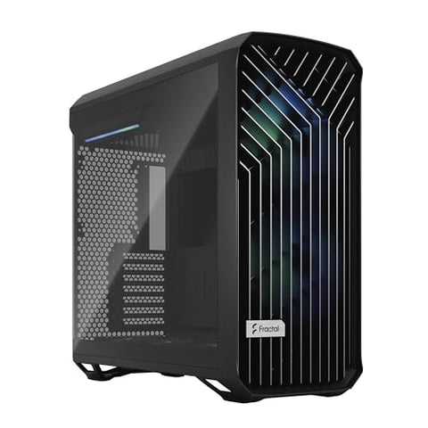 Fractal Design Torrent RGB Black - Light Tint Tempered Glass Panels - Open Grille for Maximum air Intake - Two 180mm RGB PWM and Three 140mm RGB Fans Included - ATX Airflow Mid Tower PC Gaming Case