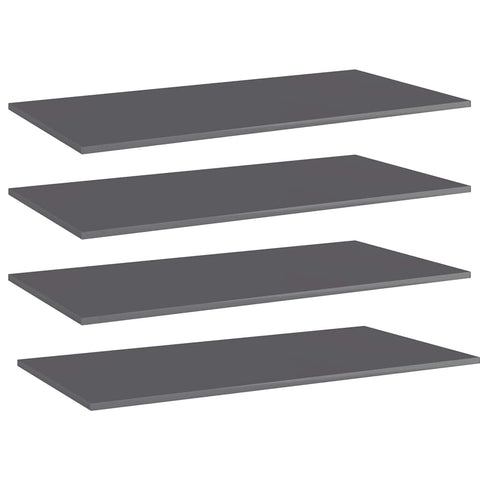 vidaXL Bookshelf Boards - Set of 4, High Gloss Gray, Engineered Wood, 39.4"x19.7"x0.6"