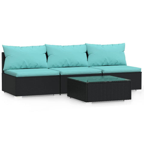 vidaXL Garden Lounge Set Black PE Rattan Large Modular