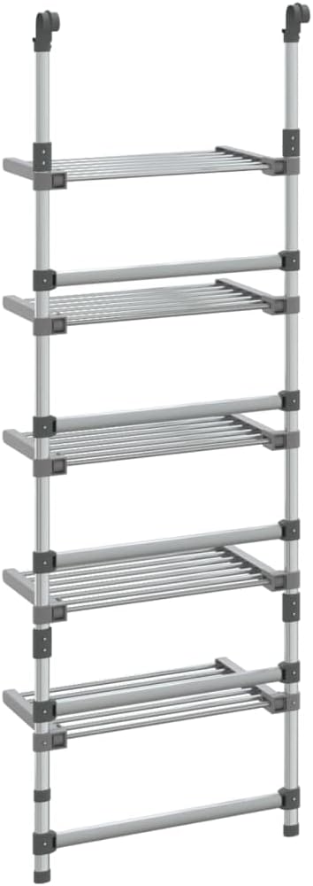 vidaXL Drying Rack, Wall Mounted 5-Tier Hanging Clothes Drying Rack, Folding Clothes Hanger Rack, Hanging Laundry Drying Rack, Aluminum
