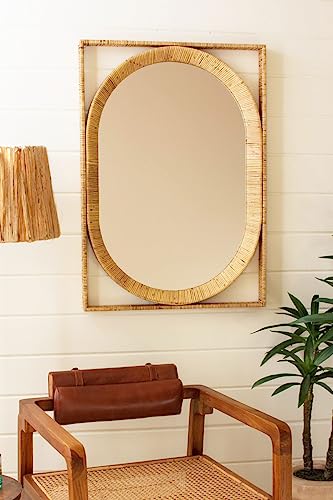 KALALOU CLA1382 Rectangle/Oval Cane Wrapped Mirror