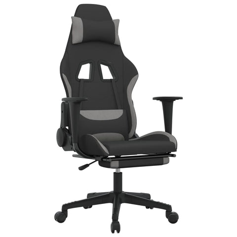 vidaXL Gaming Chair with Footrest Black and Light Gray Adjustable Armrests Ergonomic Design Reclining Function Chairs Game Swivel Computer Racing Desk Armchair