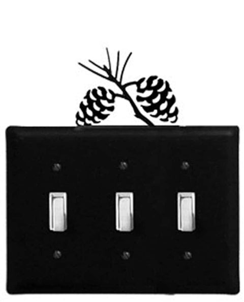 Village Wrought Iron Pine Cone Triple Switch Cover