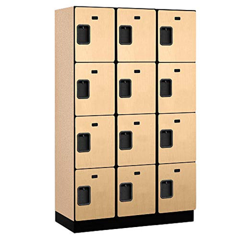 15 Inch Wide Four Tier Designer Wood Locker - 3 Wide - 6 Feet High - 18 Inches Deep - Maple
