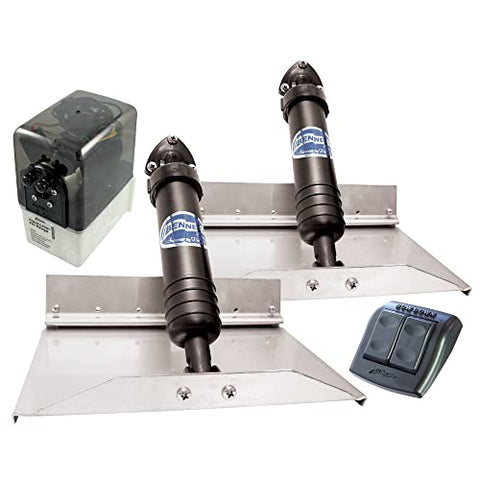 Bennett 129E Hydraulic Trim Tab Set with Euro-Style Control - 12" x 9",Black