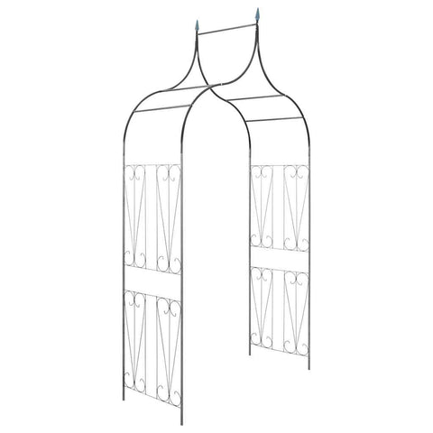 vidaXL Garden Arch, Arch Trellis, Rose Arch, Metal Arch for Climbing Plants Weddings Parties, Heavy-Duty Construction, Weather-Resistant, Dark 111.42" H x 50.79" W Green