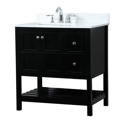 Elegant Decor Theo 32" MDF Single Bathroom Vanity with Backsplash in Black