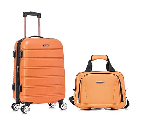 Rockland Melbourne Hardside Expandable Spinner Wheel Luggage Set, Orange, Carry-On 20-Inch and Tote 14-Inch