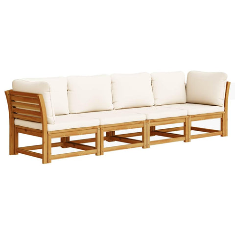 vidaXL 4 Piece Patio Lounge Set - Solid Acacia Wood with Cushions, Modular Design for Garden/Outdoor Deck