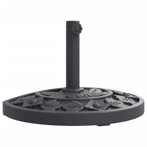 vidaXL Half Round Parasol Base - Black, 19.8 Lb - Plastic & Concrete, Fits Ã˜1.5/1.9" Poles, Floral Design, Patio Umbrella Holder, 19.3"x12.2"x12.2"