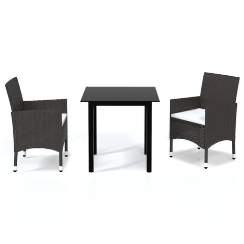 vidaXL 5-Piece Patio Dining Set - Poly Rattan with Cushions, Brown - Weather- Steel/Aluminum Frame for Garden, Balcony