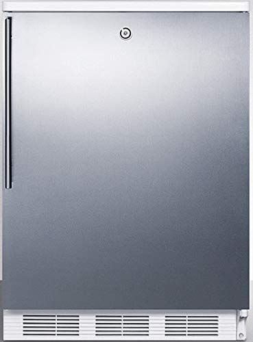Summit Appliance FF6LW7SSHVADA ADA Compliant Commercial All-refrigerator for Freestanding General Purpose Use with Lock, Stainless Steel Wrapped Door, Thin Handle and White Cabinet
