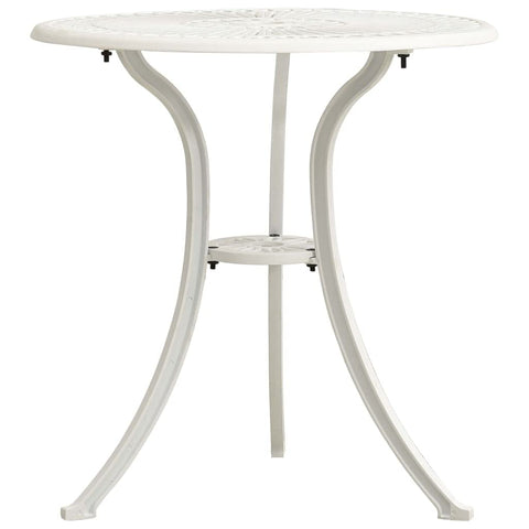vidaXL Cast Aluminum Patio Table - Sturdy Outdoor Table with Umbrella Hole - White, Round, Easy Assembly, 24.4"x25.6"