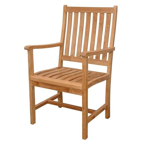 Oakestry Kingston Teak Armchair – Timeless Outdoor Patio & Garden Chair Crafted from Premium Grade-A Teak with Sculpted Comfort, Lightweight Strength & All-Weather Durability