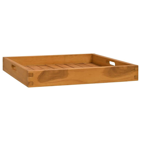 vidaXL Serving Tray, Wooden Tray Serving Plate with Raised Edges, Coffee Table Tray for Living Room Kitchen, Tea Tray, Solid Wood Teak