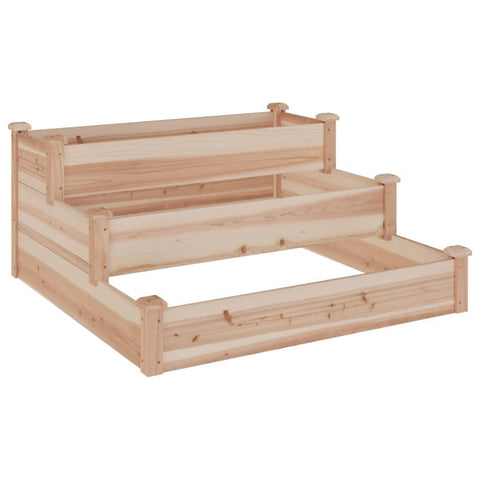 vidaXL Solid Wood Fir Raised Garden Bed, 47.2"x47.2"x22", Multi-Level Design for Versatile Planting, Great for Deck, Patio, Garden, Natural Brown