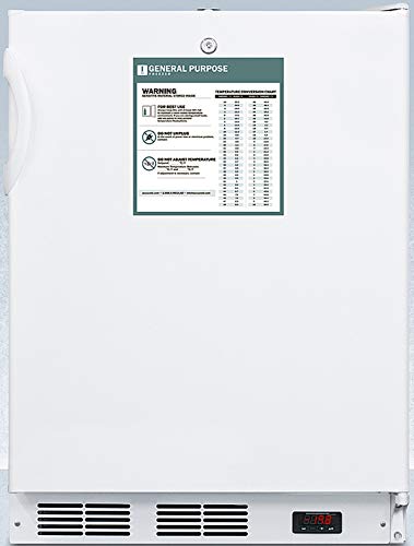 Summit Appliance VT65MLBIADAGP ADA Compliant Built-in General Purpose Undercounter Medical All-Freezer Capable of -25ºC Operation with Front Lock, Manual Defrost, Digital Thermostat and White Cabinet