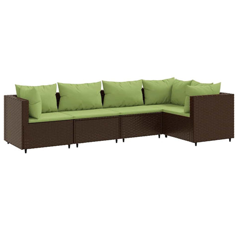vidaXL Patio Lounge Set with Cushions 7 Piece, Sectional Sofa for Garden, Outdoor Conversation Set, Patio Furniture, Modern Style, Brown Poly Rattan