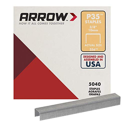 Arrow 356 P35 Heavy Duty Staples for Paper, Bags, Cardboard, Crafts, and Offices, 3/8-Inch Leg Length, 3/8-Inch Crown Size, 5040 Count