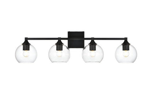 Living District Foster 4-Light Iron & Glass Bath Sconce in Black/Clear