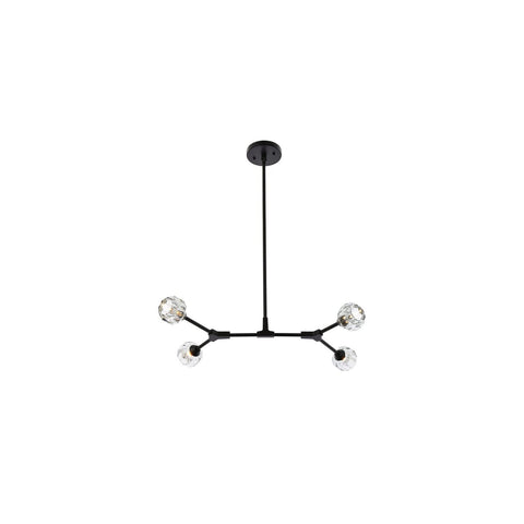 Elegant Lighting Zayne 4-Light Modern Crystal/Iron Pendant in Black
