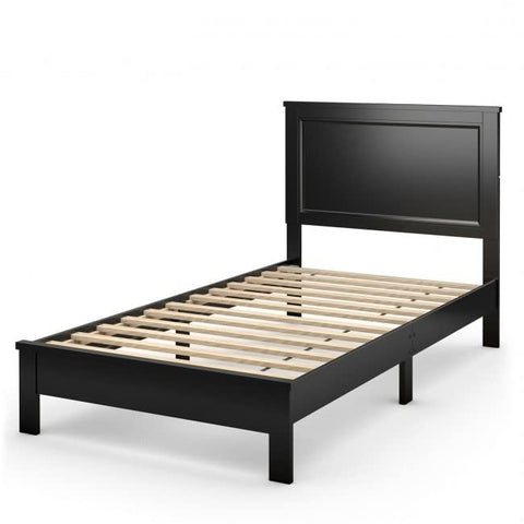 Fast Furnishings Twin Size Modern College Dorm Wooden Platform Bed in Black
