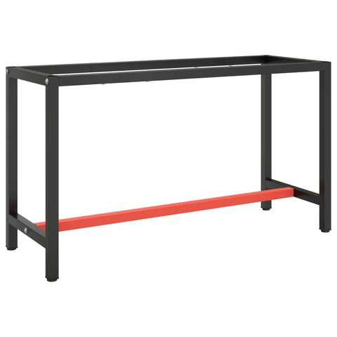 vidaXL Durable Metal Work Bench Frame, Heavy-Duty Powder-Coated, with Reinforced Support Bars, Pre-drilled for Easy Assembly, Matte Black and Matte Red