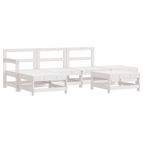 vidaXL Garden Lounge Set 6 Piece, Modular Sofa with Footstool, Corner Sofa for Patio, Outdoor Lounge Set, Farmhouse Style, White Solid Wood Pine