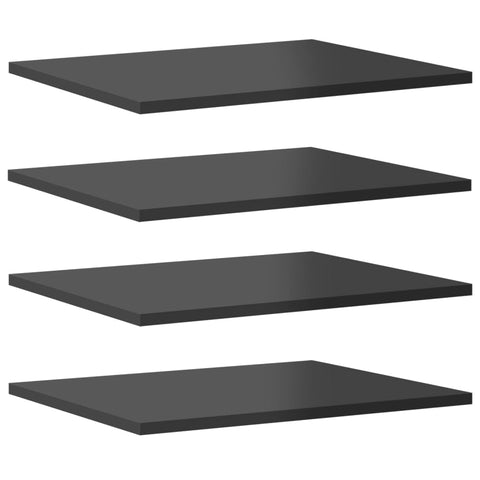 vidaXL - Set of 4 High Gloss Gray Bookshelf Boards, Engineered Wood, Modern Style, Ideal for Home or Office, Easy to Clean, Measures 15.7"x19.7"x0.6"