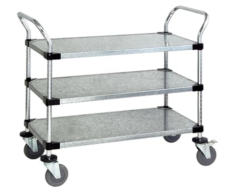 Quantum Storage Systems WRC-2448-3G 3-Tier Utility Cart, 3 Solid Shelves, Chrome Finish, 37-1/2" Height x 48" Width x 24" Depth