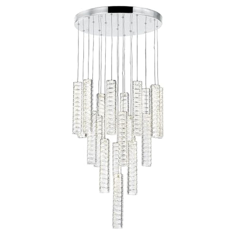 CWI Lighting Celina 20'' Modern LED Chandelier with Chrome Finish for Living Room, Dining Room, Bedroom – Integrated LED – Adjustable Height – BACL Certified with 3-Year Warranty