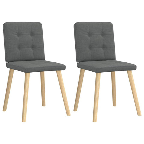vidaXL Dining Chairs-Modern Dark Gray Fabric-Upholstered Metal/Wood Seat-Set of 2-Comfort for Dining/Living Room