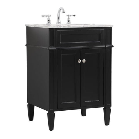 Elegant Decor Park Avenue 24" Solid Wood & Metal Single Bathroom Vanity in Black