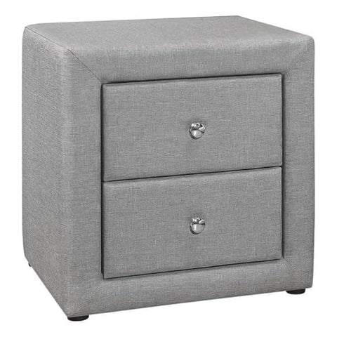 Monarch Specialties 5604 Accent, End, Side, Lamp, Storage Drawer, Bedroom, Upholstered, Transitional Nightstand, 20.5" L x 16.25" W x 20.75" H, Grey Linen-Look/Chrome