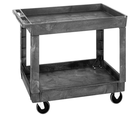 Quantum PC4026-33 Utility Cart, 2 Shelves, 40"W x 26"D x 32-1/2"H, 550 Lb. Capacity, Push Handle, 4 and 5" Casters, 2 Rigid and 2 Swivel