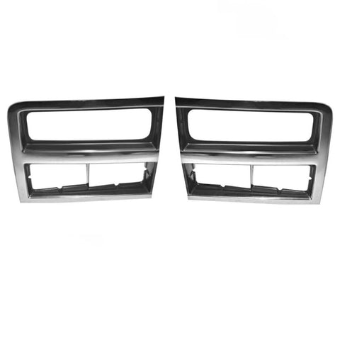 For Chevy Blazer / Suburban 1990 1991 Headlight Bezel Driver and Passenger Side | Pair | w/Dual Rectangular Headlights | Chrome/Argent | Replacement For 15628669, 15628670 | GM2512161, GM2513162