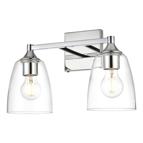 Living District Gianni 2-Light Iron & Glass Bath Sconce in Chrome/Clear