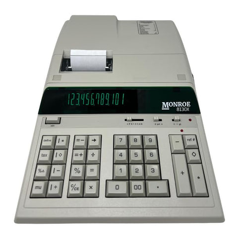 Monroe 8130X Heavy-Duty 12-Digit Printing Calculator, Enclosed Paper Roll, Fluorescent Display, Office Machine for Accounting and Purchasing Professionals, Ivory