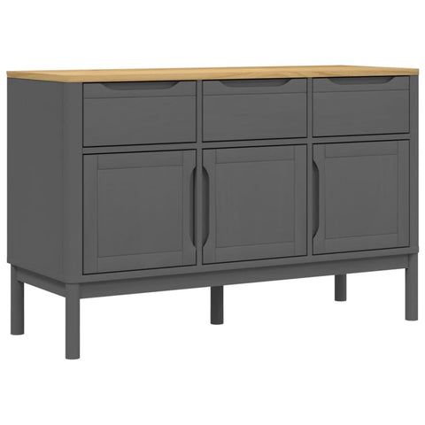 vidaXL Sideboard Floro - Solid Wood Pine Storage Cabinet - Gray Finish, 44.9"x16.9"x29.1" - for Living Room/Dining Room/Bedroom