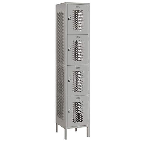 Salsbury Industries 84168GY-U 15" Four Tier Vented, 1 Wide x 6 Feet High x 18 Inches Deep, Unassembled Metal Locker, Gray